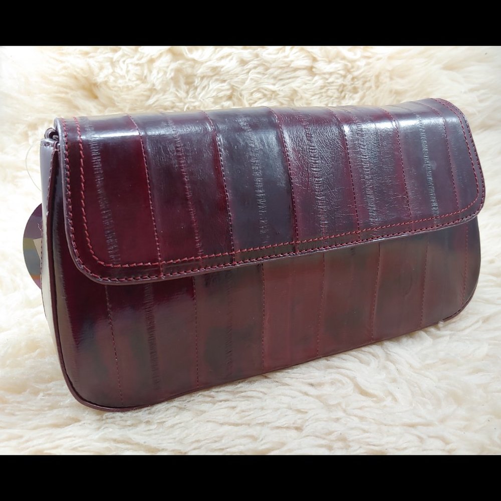 MODA SPANA Eel Skin Clutch/Purse, Wine